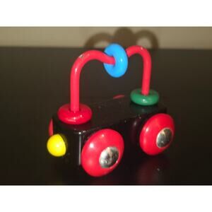 BRIO Wooden Bead-Loop Toddler Car – Black/Red – Vintage‎ Scandinavian Toy